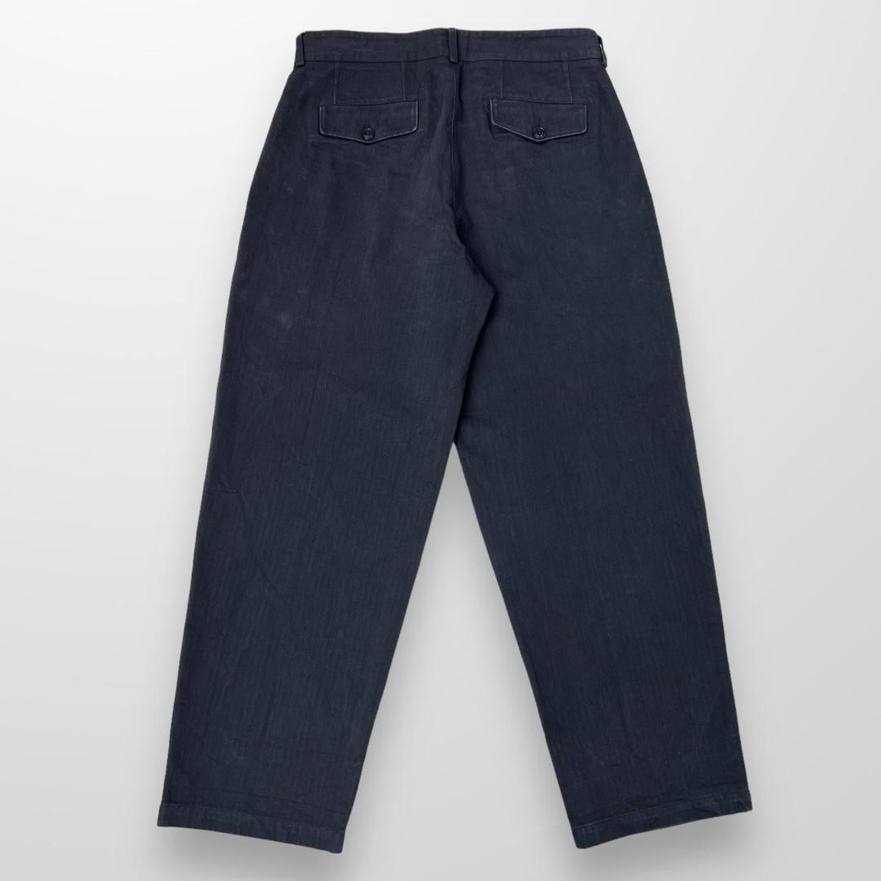 Noah Classic Double-Pleat Herringbone Pant In Navy