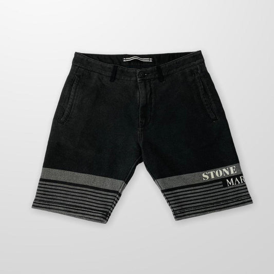 Stone Island Marina Striped Shorts In Black / Grey