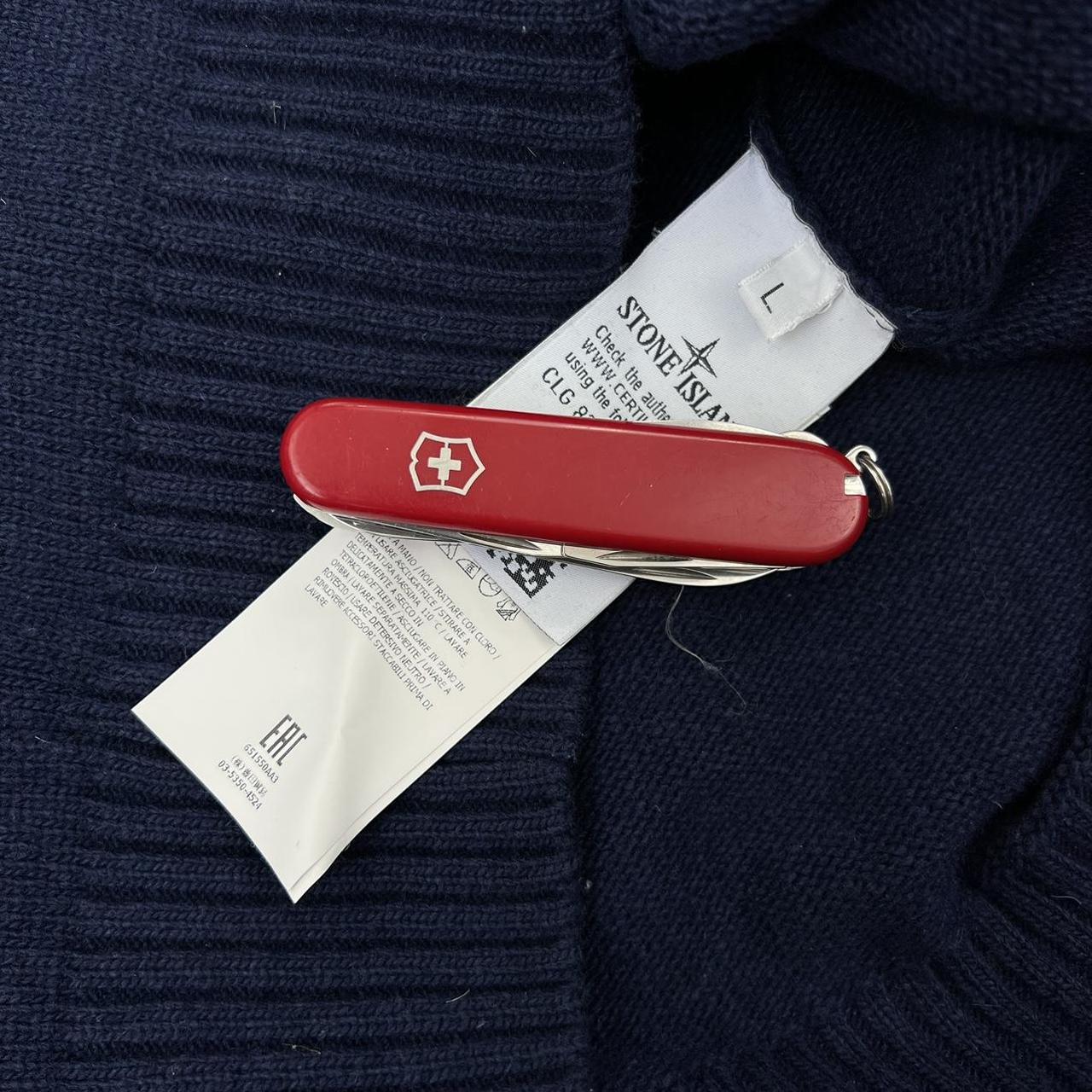 Stone Island Crewneck Lambswool Knit Sweater In Navy