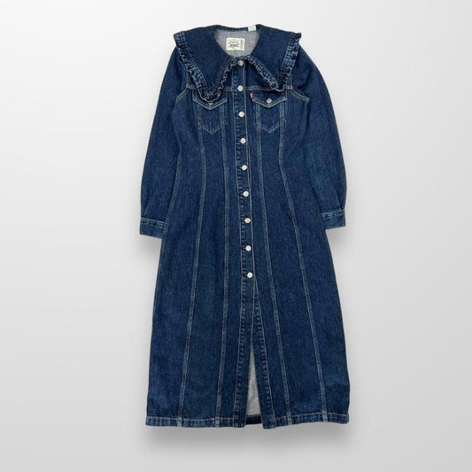 Ganni x Levi’s Dark Inigo Denim Dress In Indigo Blue