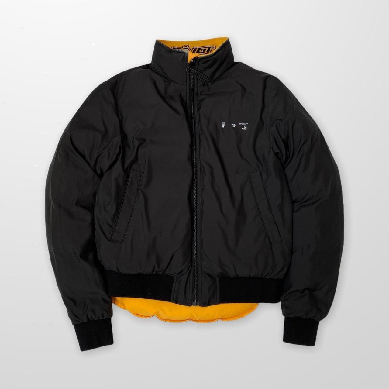 Off-White Reversible Puffer Jacket In Black & Yellow
