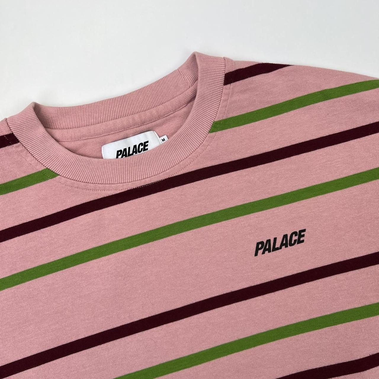 Palace Stripe Drop Shoulder Crewneck Sweatshirt In Pink