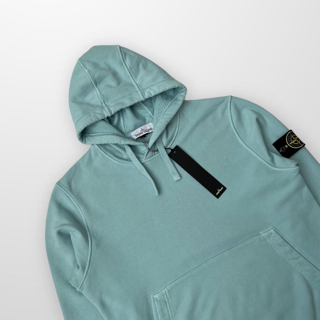 Stone Island Popover Hoodie In Aqua Blue