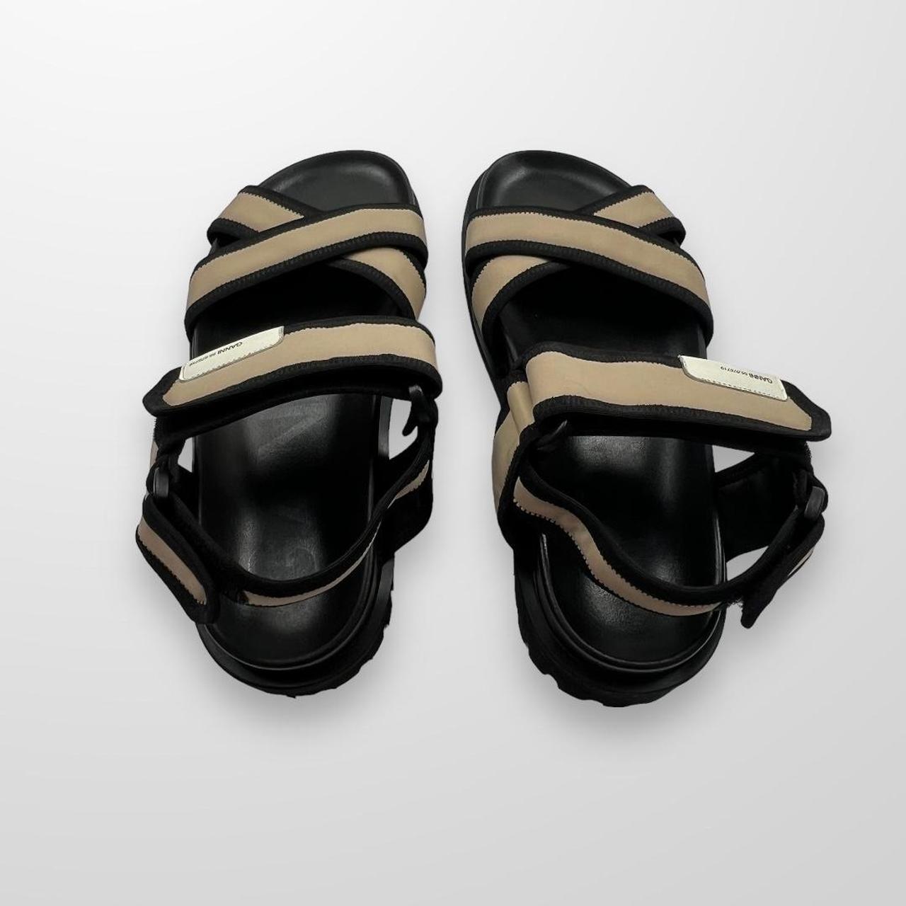 Ganni Neoprene Strap Sandals In Black & Cream