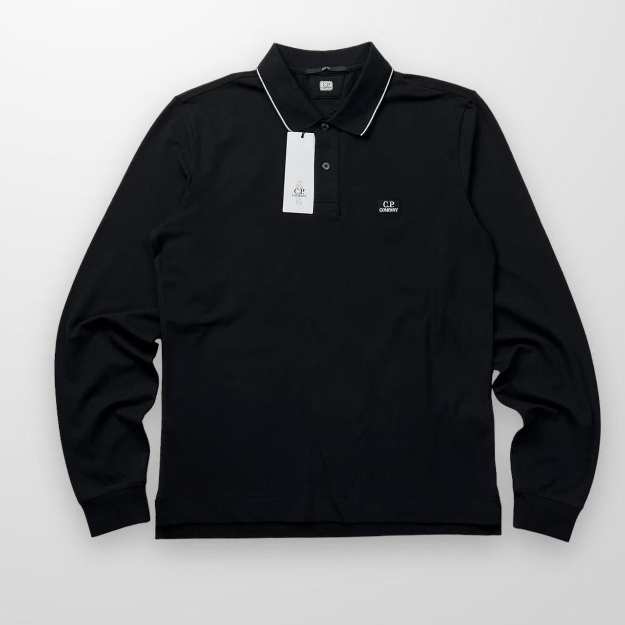 CP Company Long Sleeve Polo Shirt In Black