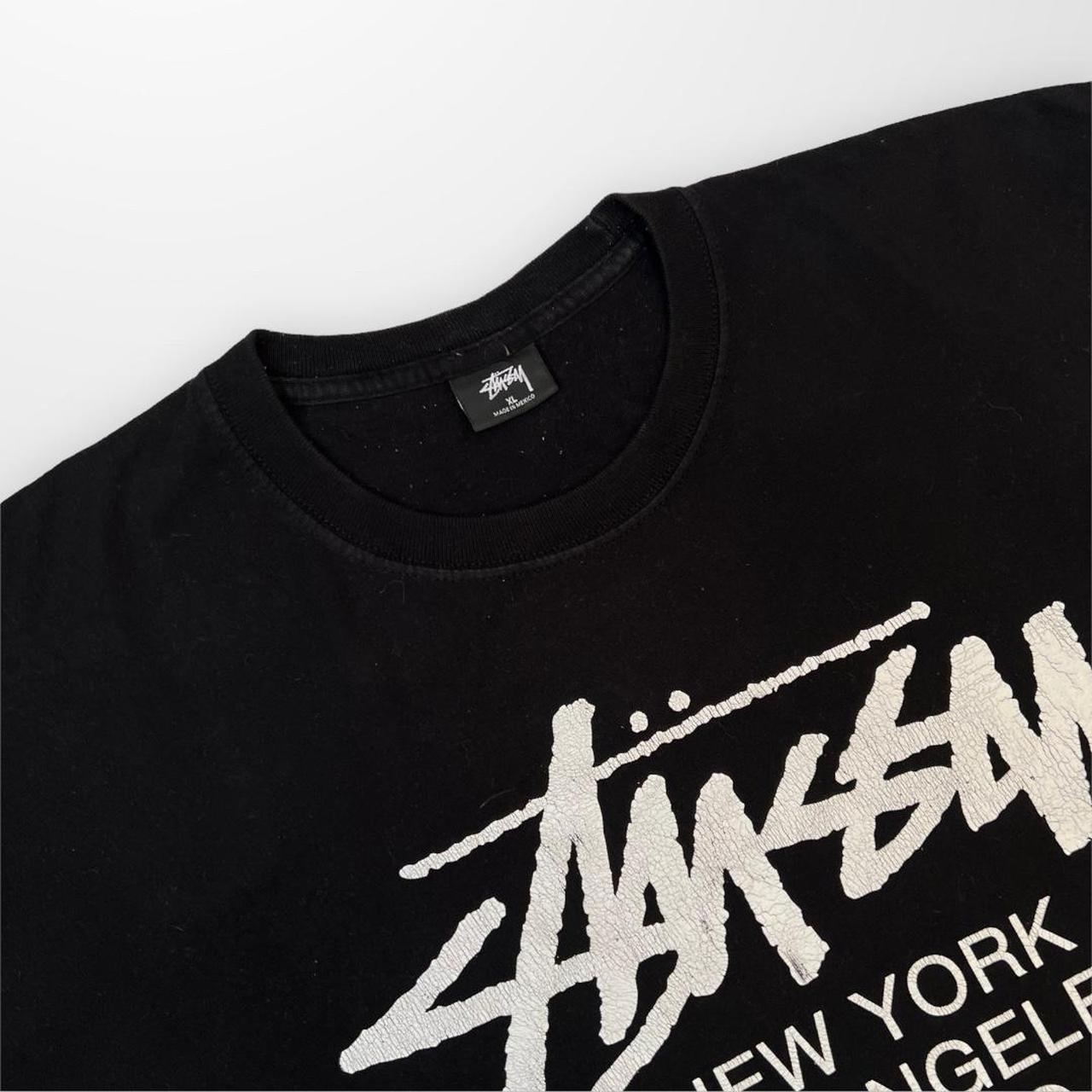 Stussy Crewneck T-Shirt In Black W/ White Print
