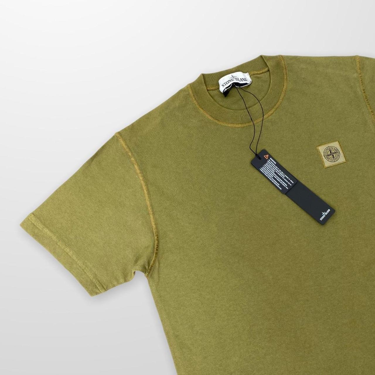 Stone Island Garment Dyed Fissato Compass Patch T-Shirt In Khaki