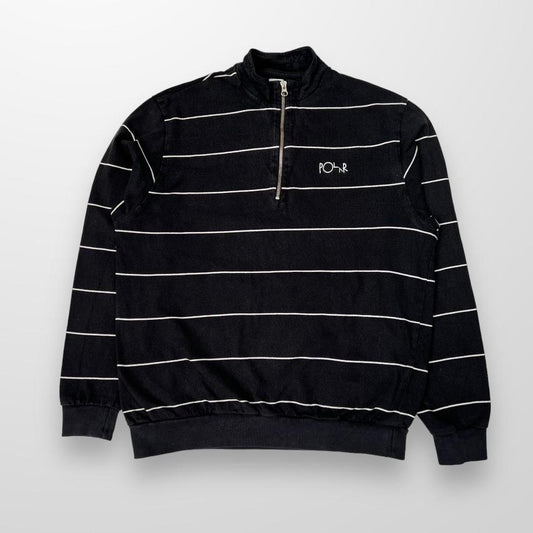 Polar Skate Co 1/4 Zip Striped Sweatshirt In Black & White
