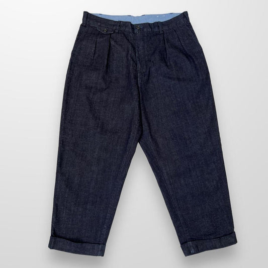 Beams Plus 2 Pleats Denim Pant / Jeans In Indigo Blue
