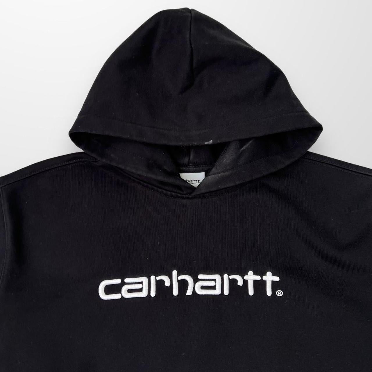 Carhartt WIP Hooded Script Sweat Hoodie In Black W/ White Embroidery
