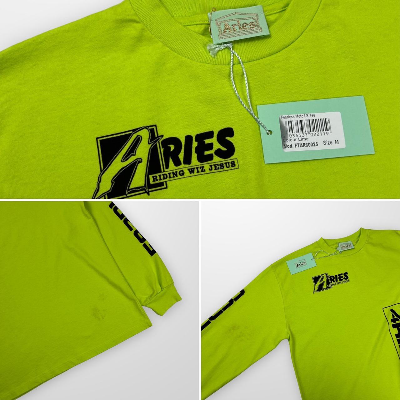 Aries Fearless Moto Longsleeve T-Shirt In Lime