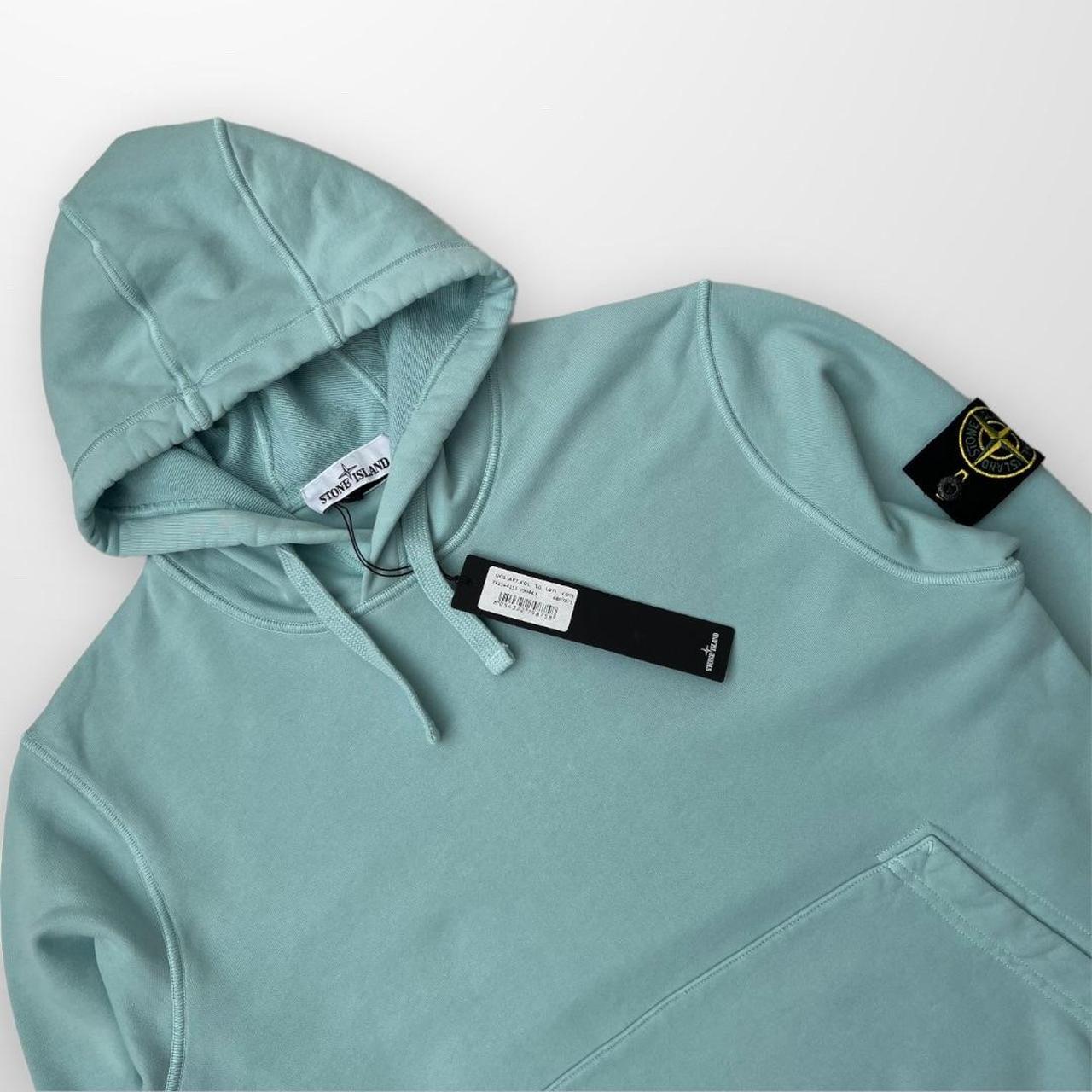 Stone Island Popover Hoodie In Aqua Blue