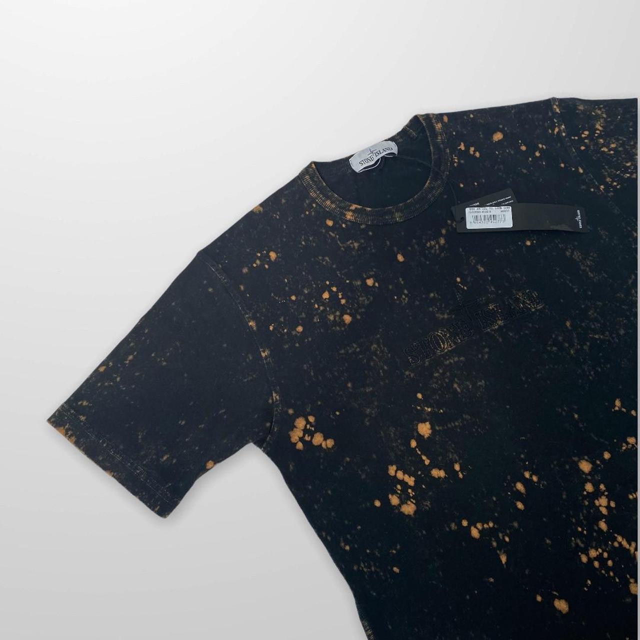Stone Island Off-Dye Corrosion T-Shirt In Black & Orange