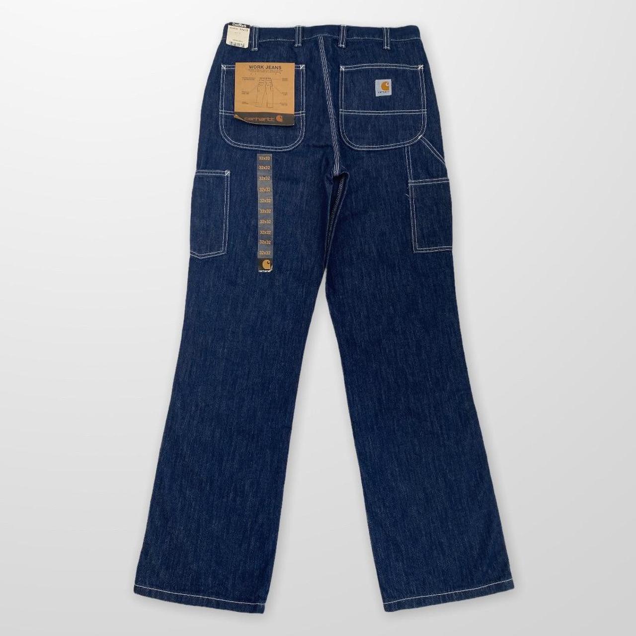 Carhartt Single Knee Carpenter Pants / Jeans In Denim Blue W/ White Stitching
