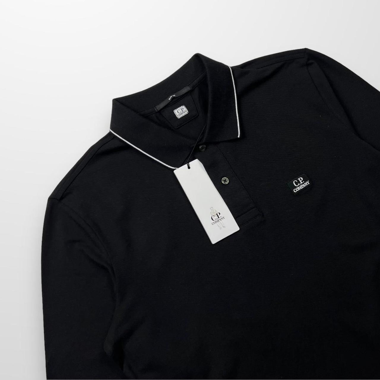 CP Company Long Sleeve Polo Shirt In Black