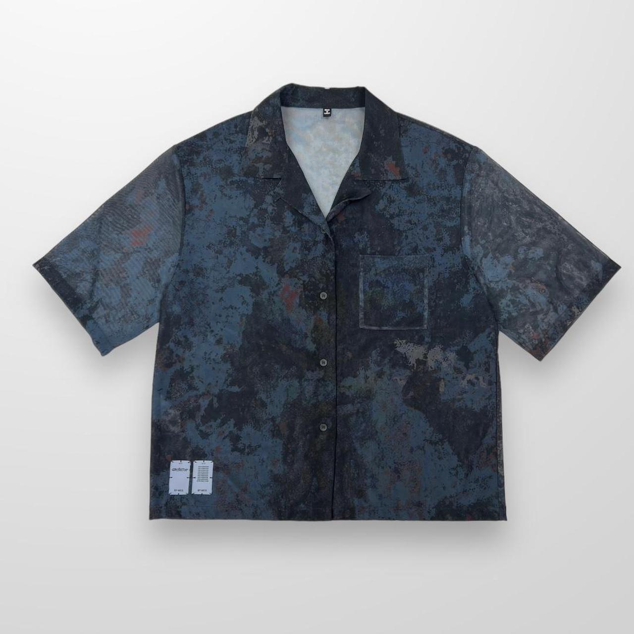 Alexander McQueen MCQ All Over Print Sheer Shirt In Navy