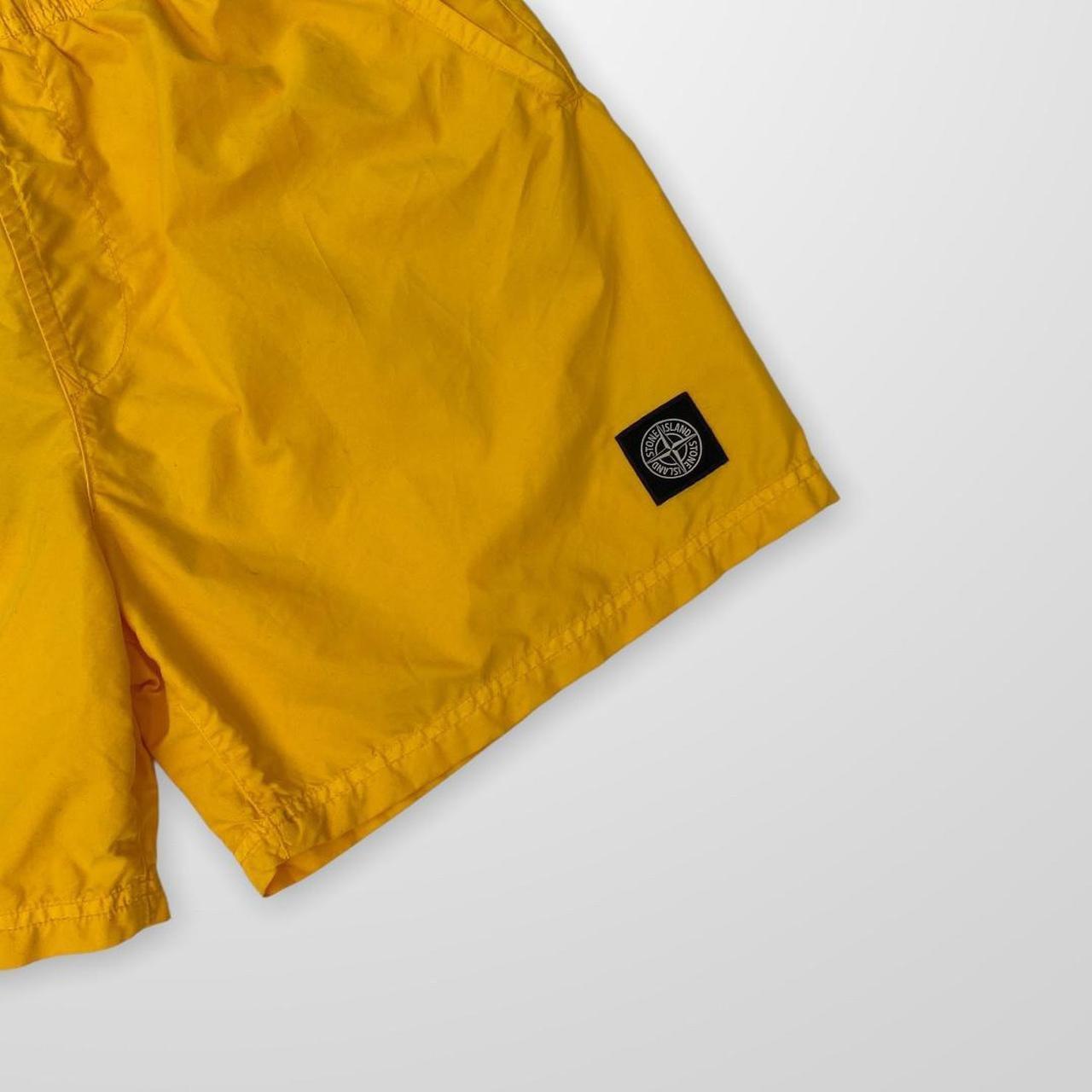 Stone Island Compass Patch Swim Shorts In Yellow