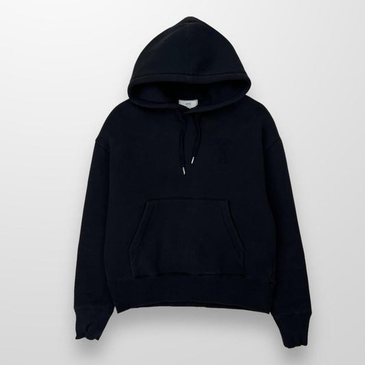 Ami Paris Ami de Coeur Hoodie In All Black