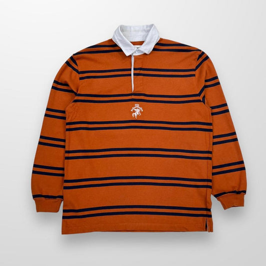 Palace Striped Rugby LS Polo In Orange & Navy