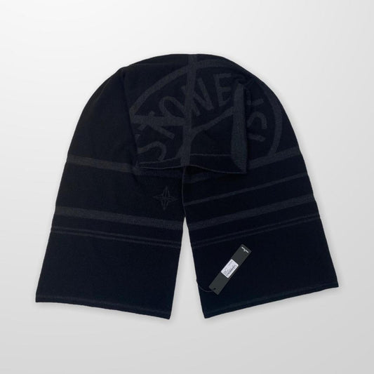 Stone Island Compass Scarf In Black & Grey