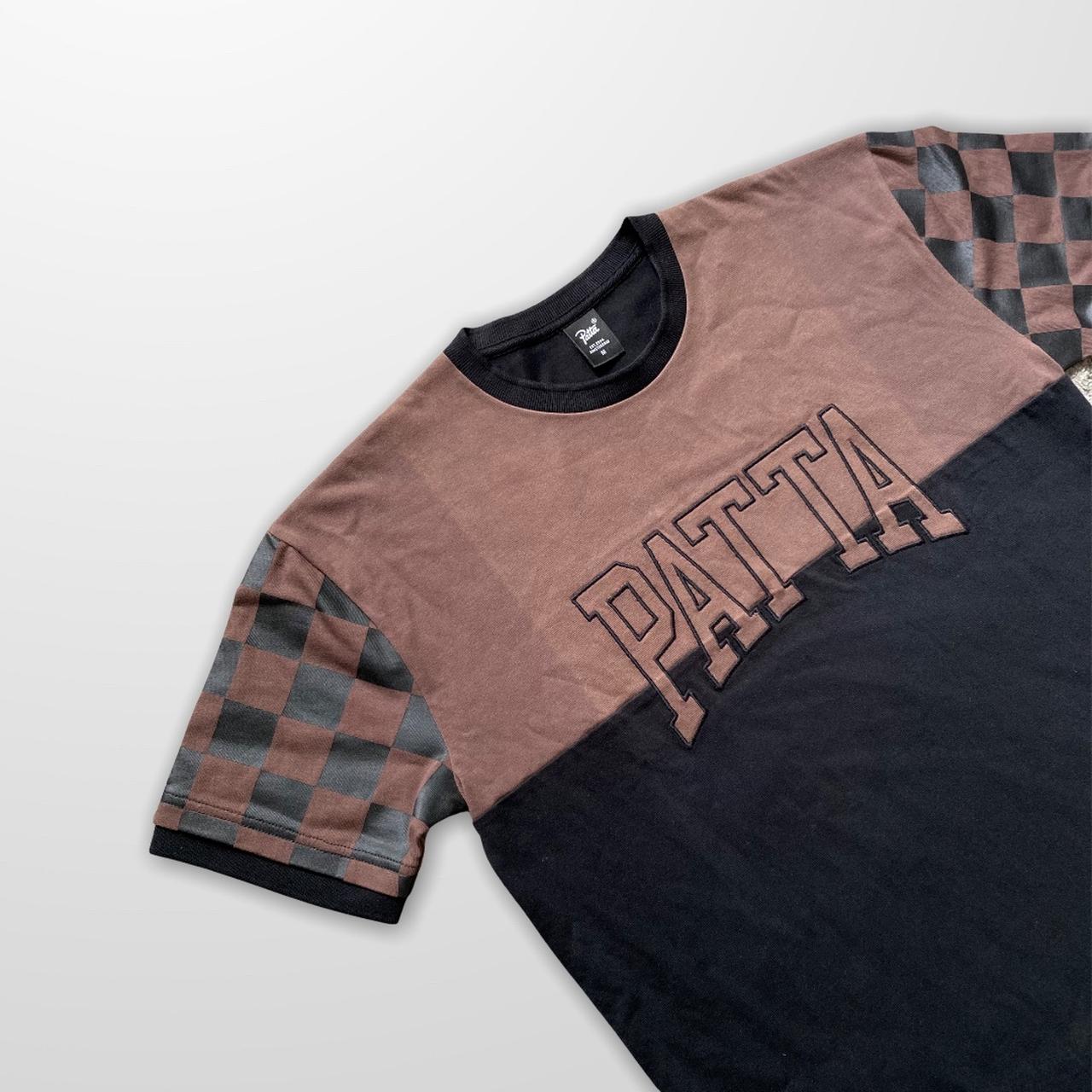 Patta Crewneck Checkered T-Shirt In Brown & Black
