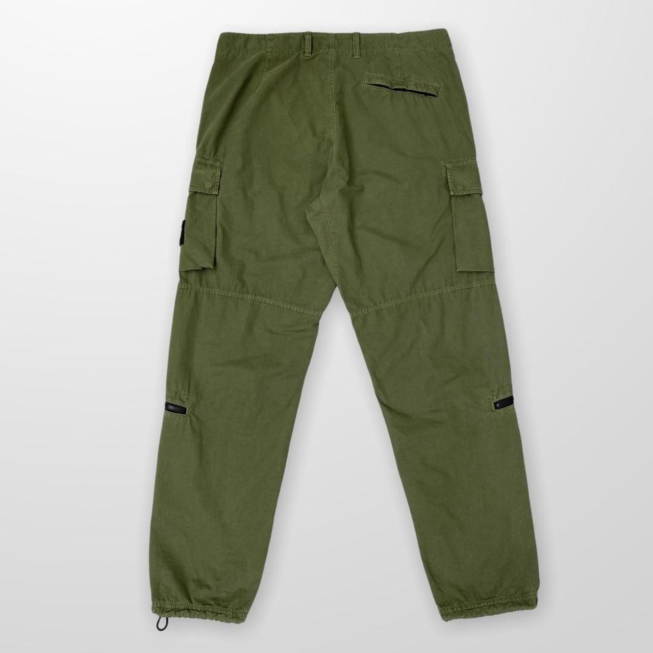 Stone Island Brushed Cotton Canvas Cargo Trousers In Garment Dyed 'Old' Effect Khaki Green