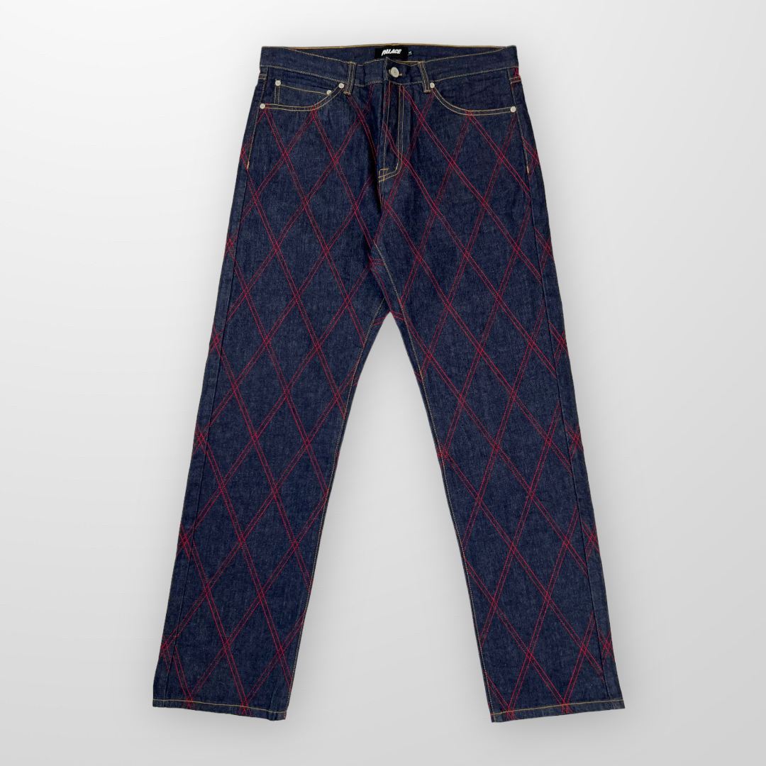 Palace Diamond Stitch Denim Jeans In Indigo