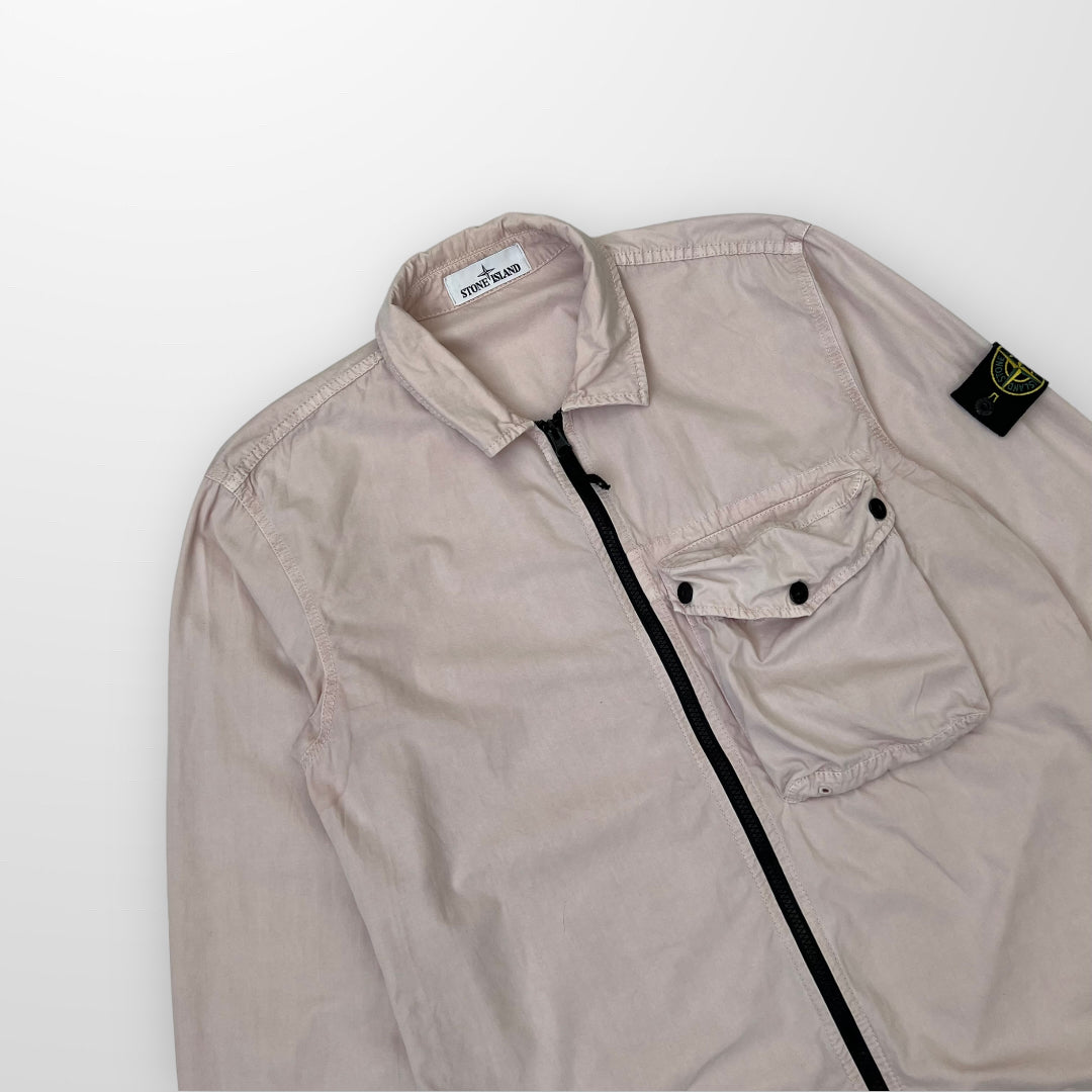Stone Island Overshirt Zip Up Jacket In Pink