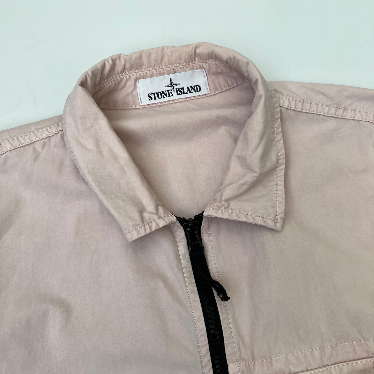 Stone Island Overshirt Zip Up Jacket In Pink