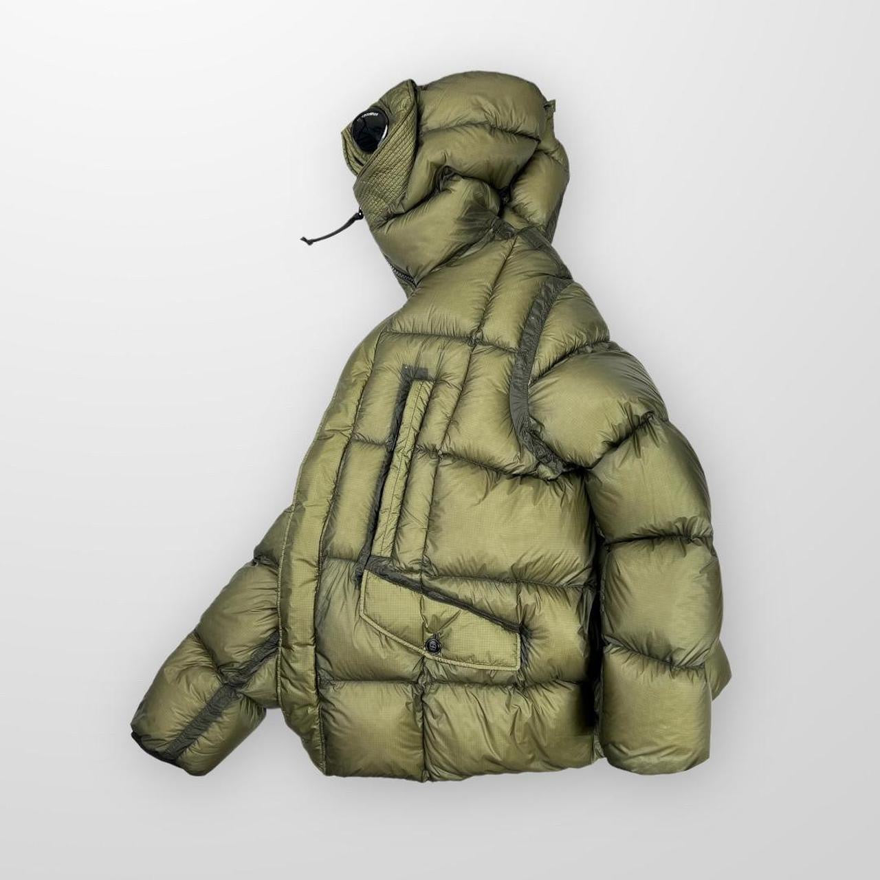 CP Company DD Shell Goggle Long Down Jacket In Khaki