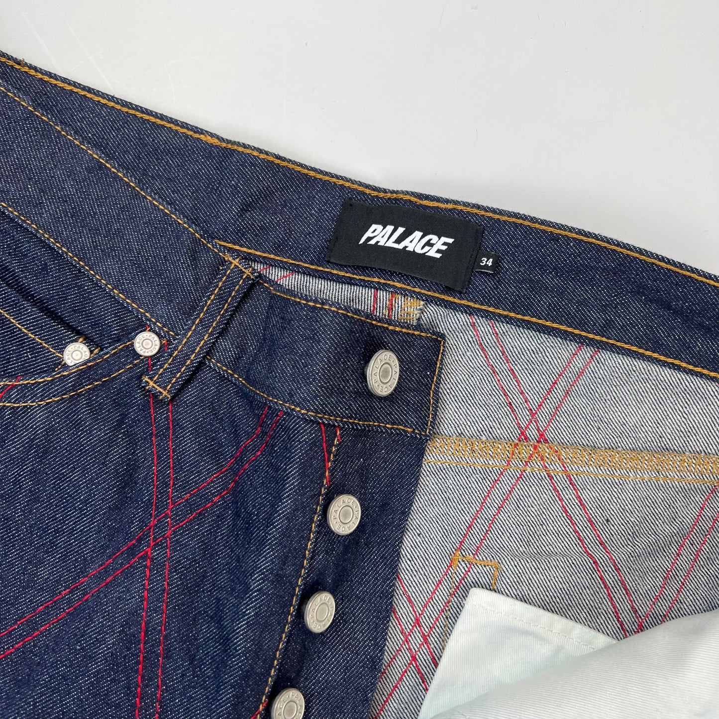 Palace Diamond Stitch Denim Jeans In Indigo