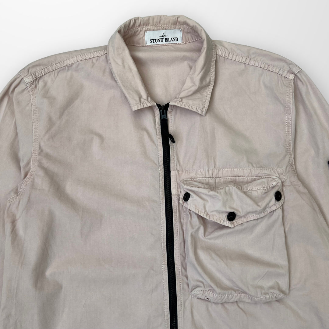 Stone Island Overshirt Zip Up Jacket In Pink