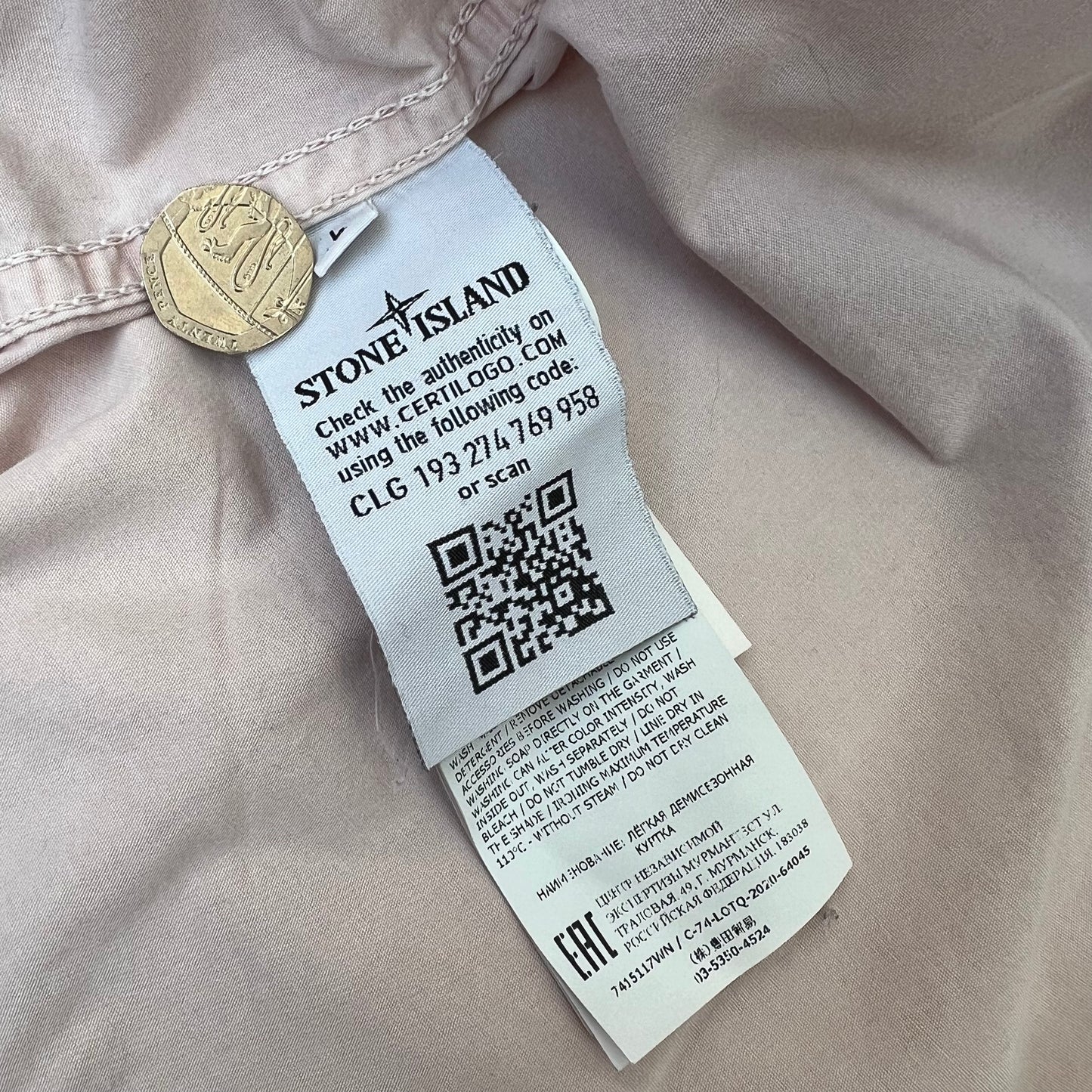 Stone Island Overshirt Zip Up Jacket In Pink