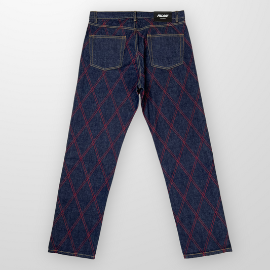 Palace Diamond Stitch Denim Jeans In Indigo