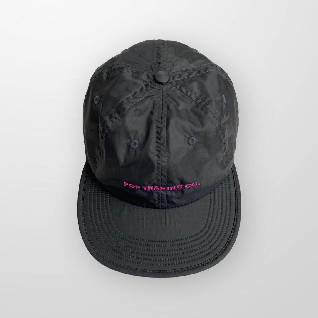 Pop Trading Company Cap In Dark Grey & Pink