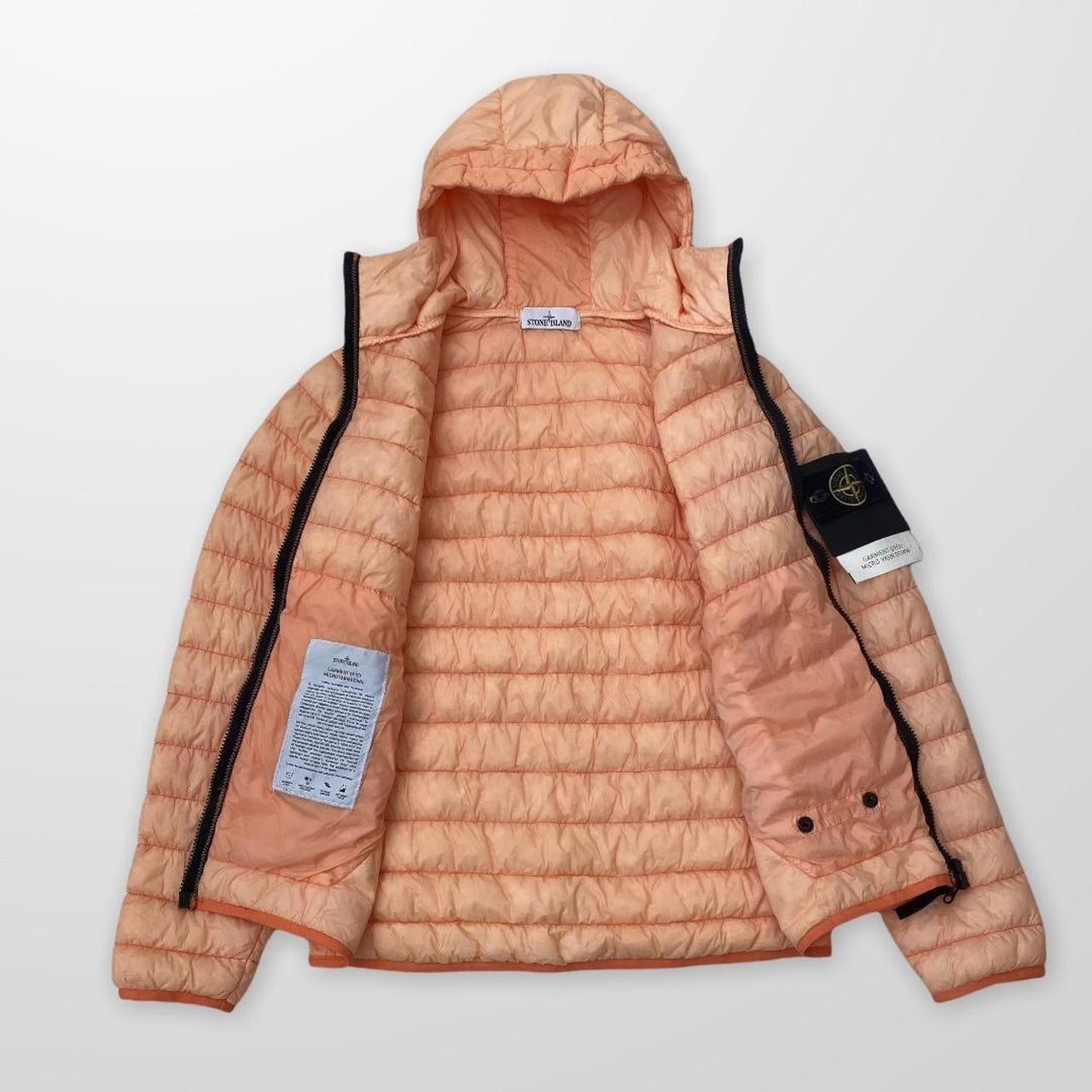 Stone Island Dyed Micro Yarn Down Puffer Jacket In Orange