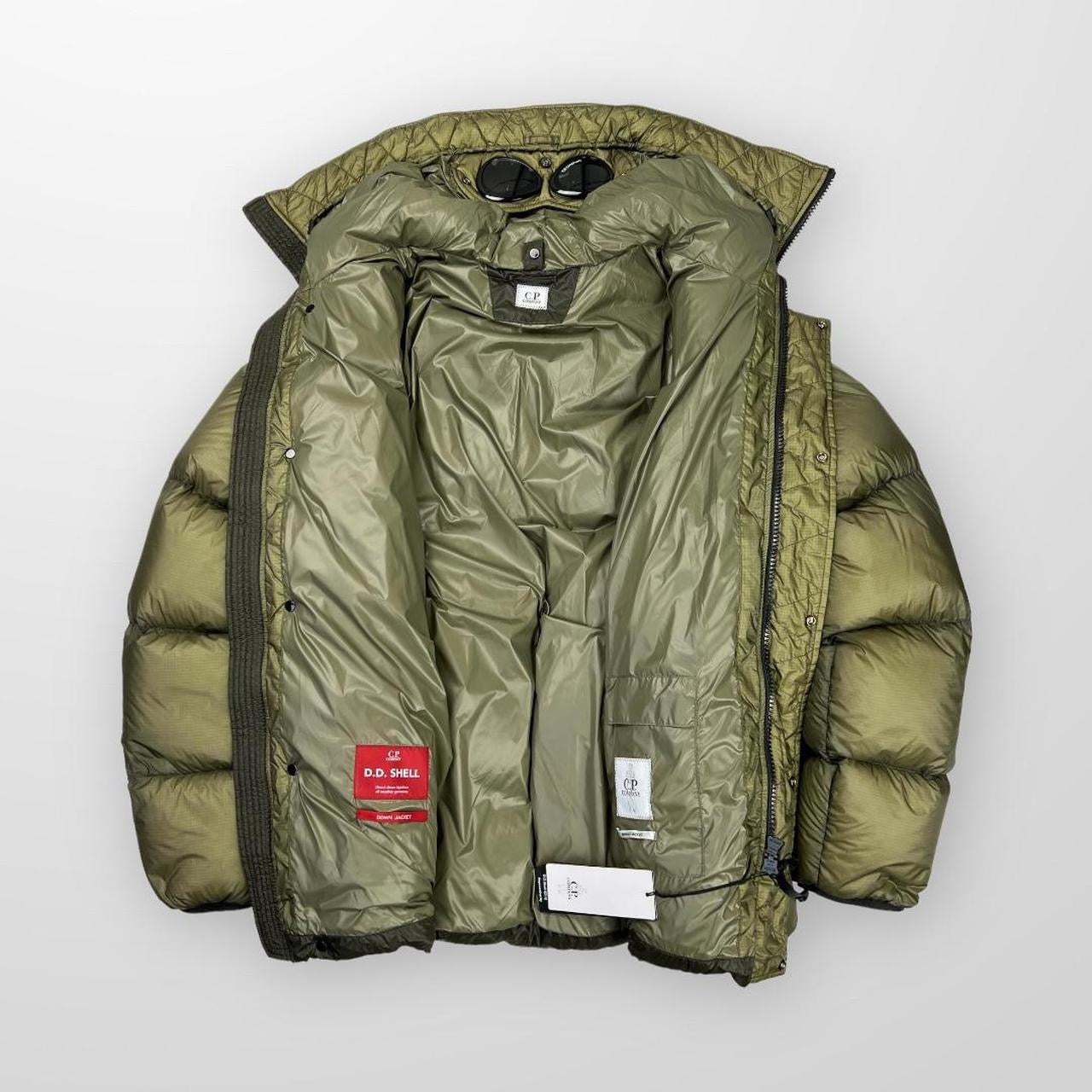 CP Company DD Shell Goggle Long Down Jacket In Khaki