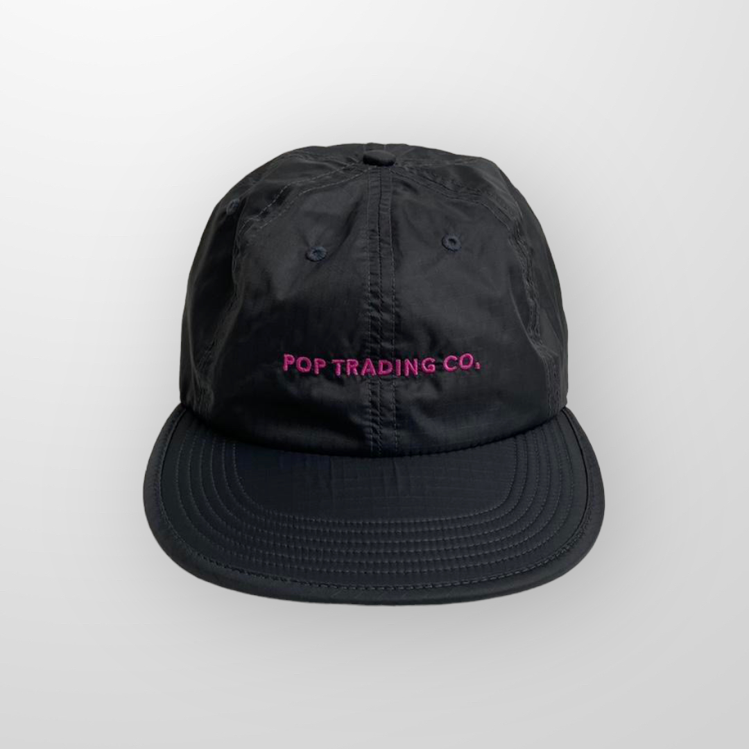 Pop Trading Company Cap In Dark Grey & Pink